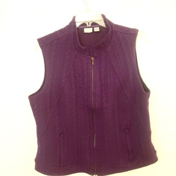 Westbound Cotton Blend Cable Knit Patterned Zip Front Vest Sz XL EUC - Picture 2 of 10